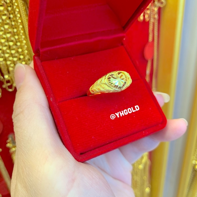 แหวนทอง1กรัม Yonghenggold แหวนหัวใจ/มังกรโปร่ง ทองคำแท้96.5% รูปที่ 2