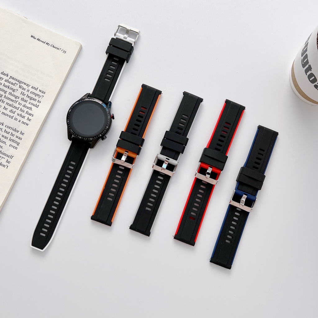 สายนาฬิกาข้อมือซิลิโคน 22 มม. 20 มม. สองสี สําหรับ Huawei Watch GT3 Samsung Gear S3 active 2 Amazfit GTR Huawei Watch GT2 46 มม. 42 มม.