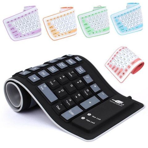 FLEXIBLE Keyboard USB คีย์บอร์ด แบบยาง กันน้ำ ม้วนเก็บได้ มีแป้นพิมพ์ภาษาไทย+อังกฤษ+ตัวเลข สินค้าของแท้100%