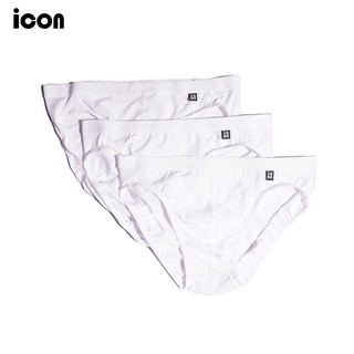 icon (ไอคอน) กางเกงในชาย เนื้อผ้า Cotton ระบายอากาสดี นุ่ม  สีขาว สีดำ และเทา แพ็ค 3 ชิ้นสุดคุ้ม - IUB4005