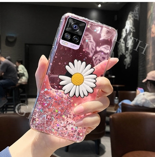 เคสโทรศัพท์ OPPO VIVO V20 Pro / V20 SE 2020 Cover Fashion Bling Glitter Star Transparent Case With Daisy Folding Stand Holder Softcase VIVO V20SE V20Pro Casing