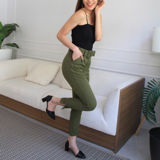 Belt pants - Dark green (Manatsayabrand)