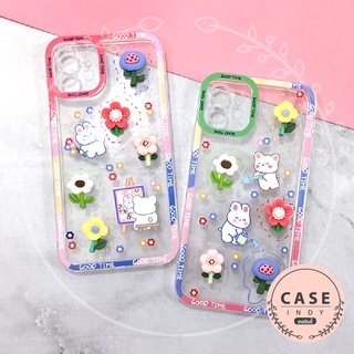 เคสSamsung A10 A12 A13 A22(5G) A23 A53 เคสมือถือนิ่มใสกันกล้อง ซิลิโคน TPU ติดการ์ตูนดอกไม้นูน