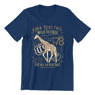 [S-5XL]เสื้อยืด ผ้าฝ้าย พิมพ์ลาย Born To Be Free Giraffe Safari Adventure สําหรับผู้ชาย