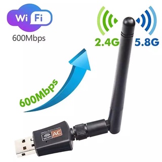 Mini 600Mbps USB Wifi อะแดปเตอร์5.8GHz + 2.4GHz USB2.0ไร้สายการ์ดเครือข่ายไร้สาย Lan Wi-Fi ความเร็วสูงเสาอากาศ