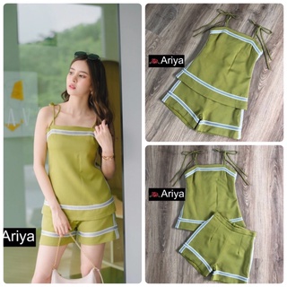 พร้อมส่ง 🏖 Ariya Size L 💚 ชุด set เสื้อ กางเกง ขับผิว แขนสายเดี่ยวพับสายได้  น่ารากแม่ใส่สบายใส่ทำงานได้ ใส่อยู่บ้านได้