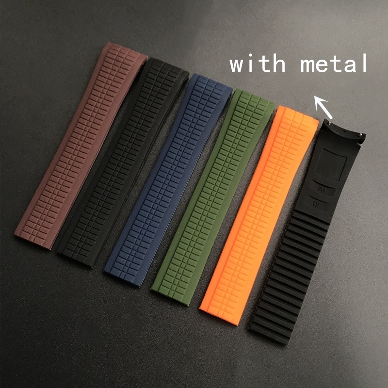 21 มม.สีดําสีน้ําตาลสีฟ้าสีเขียวสีส้มยางซิลิโคนอ่อนสายนาฬิกาสําหรับ Patek Philippe Aquanaut series 5
