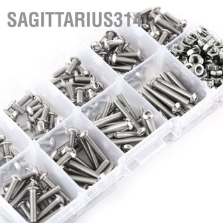 Sagittarius314 สแตนเลส M3 Ss304 340 ชิ้น ชุดสกรูหกเหลี่ยมภายในหัว ชุดน็อตสกรูซ็อกเก็ต หกเหลี่ยม สเตนเลส