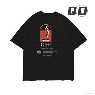 QD เสื้อยืดโอเวอร์ไซส์ ลายบาส Oversize "slam dunk"