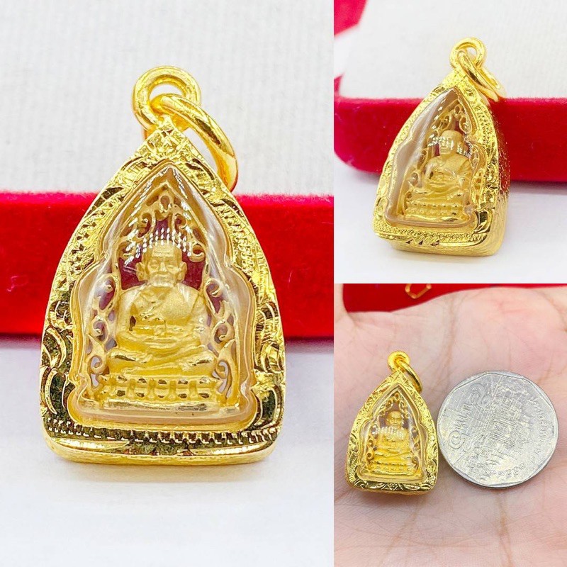 จี้พระหลวงปู่ทวด จี้พระกรอบทองหุ้ม96..5 หลวงปู่ทวด ฉลุลาย ใส่สร้อยทอง ใส่สร้อยพระ มีใบรับประกัน  มีบริการเก็บปลายทาง