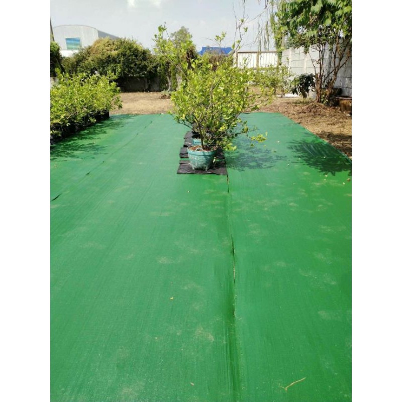 สีเขียว UV พลาสติกคลุมหญ้าพลาสติกคลุมดินชนิดน้ำผ่านได้น้อย ขนาด 2 x 10 เมตร พลาสติกคลุมดิน พลาสติกคลุมหญ้า ผ้าคลุมหญ้า