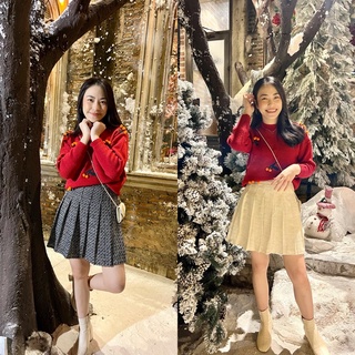 🎄X’mas Skirt กระโปรงเทนนิสผ้าทวิตไซส์ปกติ&amp;ไซส์สาวอวบ