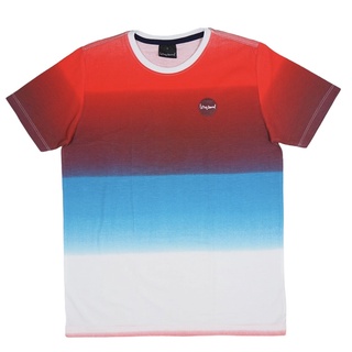 Wrap Around เสื้อยืด คอกลม  ไล่สีแดงฟ้า สดใส
