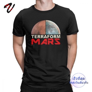 เสื้อยืดแขนสั้น คอกลม ผ้าฝ้าย พิมพ์ลาย Mars Falcon Heavy Mars Colony Space สําหรับผู้ชาย