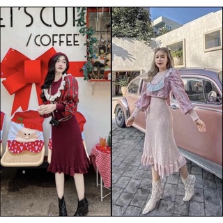Hello Korea : เซทเดรสยาว+เสื้อกั๊ก จัดมาให้ 2 สี รุ่นนี้ฮิตสุด งานตามหา งานเหมือน Missagale เลย