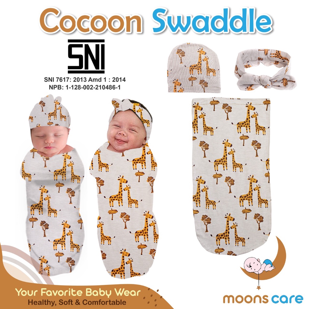 SNI DITA MOONSCARE (1 LAYER COCOON SWALLOW) Cocoon Swaddle DITA Bonus Motif Swaddle 1 ชั้น motif ผ้า
