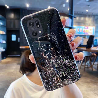 Protective Caisng OPPO Find X5 Pro Reno7 Pro 5G A96 A95 4G A16K เคสโทรศัพท Starry Sky Phone Case Hello Kitty Cartoon Phone Soft Back Cover