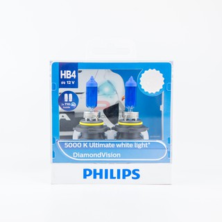 หลอดไฟหน้ารถยนต์ PHILLIPS ขั้วHB4 ของแท้100% โทนสีขาว DiamondVision แถมฟรี!หลอดไฟหรี่ T10LEDx2 หลอด