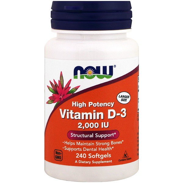 [Exp2023] วิตามินดี 3 Now Foods, Vitamin D-3 ปริมาณ 2,000 IU วิตามินดี3 D3 [240 Softgels] jacr