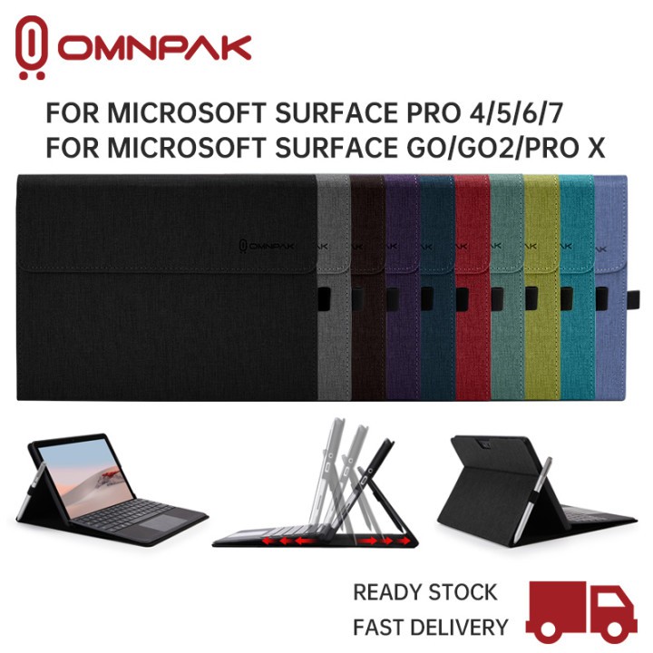 Omnpak Tablet Case For Microsoft Surface Go1/Surface Go2 Surface Pro4/5/6/7/7+ Serface Pro X Protective Stand Cover Fold Holder，Compatible with Type Cover Keyboard