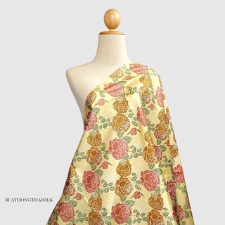 FLORAL DESIGN PRINTED THAI SILK FABRIC - ผ้าไหมไทยแท้ พิมพ์ลาย ลวดลาย ดอกไม้