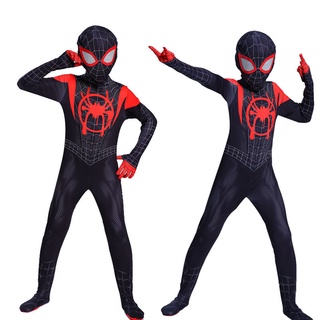 Spiderman Parallel Universe cos ชุด Spiderman เสื้อผ้า Little Black Spider Myers เด็ก tights boy suit1