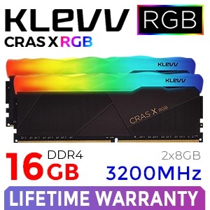 16GB (8GBx2) 3200MHz DDR4 RAM PC (แรมพีซี) KLEVV CRAS X RGB (KD48GU880-32A160X)