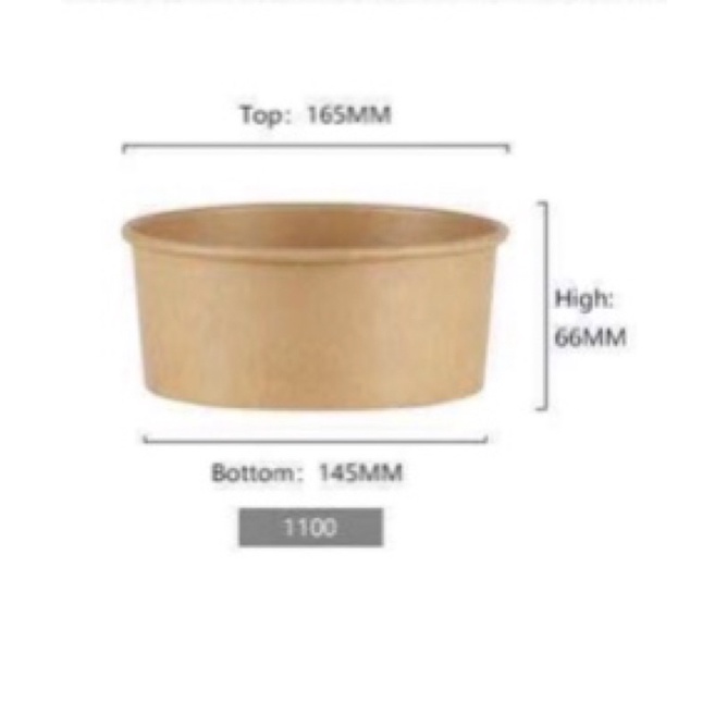 ถ้วยคราฟ์ทพร้อมฝาใสsize1,100และ1,300ml(ปาก16.5ซม)ใส่อาหาร(50ชิ้น/แพค)
