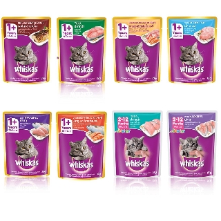 Whiskas วิสกัส อาหารแมวชนิดเปียก แบบเพาช์ ปริมาณ 85กรัม 12ซอง(คละรสชาติได้)