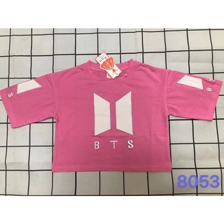 BTS เสื้อแขนสั้นเด็กผู้หญิง เสื้อเอวลอยแฟชั่นเกาหลีเด็กผู้หญิง 6-10ปี（ส่งจากกรุงเทพ）HIPHOP T-shirt