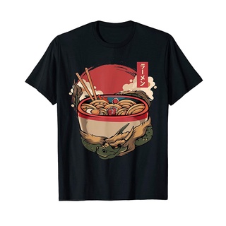 เสื้อยืดครอปเสื้อยืด พิมพ์ลายอนิเมะ Dragon Ramen Noodles Soup Japan Hokusai สไตล์ญี่ปุ่น 2S-5XL