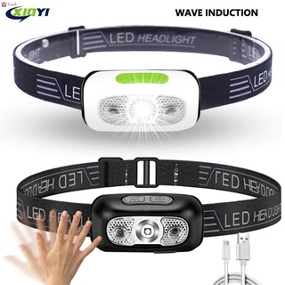 ღ [ในสต็อก] ღ Super Bright Waterproof Head Torch Headlight Led Usb Rechargeable Headlamp 1000lm Finger Sensor Headlight 【Goob】