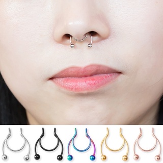 ห่วงจมูก ไม่ต้องเจาะหู ตุ้มหู จิว ห่วงปาก Fake Nose Piercing Fake Nose Ring Hoop Septum Rings Surgical Steel - 1 ชิ้น