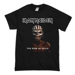 เสื้อยืดสีขาวเสื้อยืด พิมพ์ลาย Iron Maident BAND The Book Of SoulS-4XL