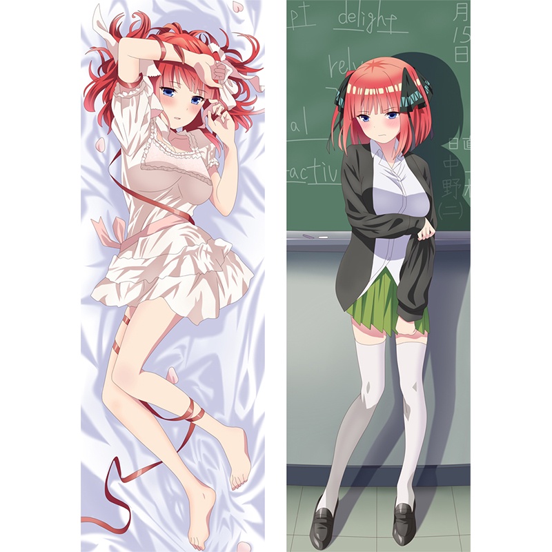 60x180 ซม. Quintessential Quintuplets Dakimakura ปลอกหมอน 3D สองด้าน Nakano Nino พีชผิวหมอน