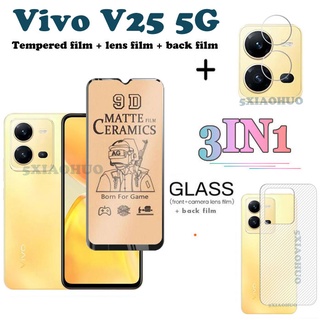 3in1 Vivo V25 V25E V23 V23E กระจกนิรภัยเซรามิค Vivo Y35 Y16 Y02S Y01 Y73 Y76 5G เนื้อด้าน นิ่ม ฟิล์ม + ฟิล์มเลนส์ + ฟิล์มด้านหลัง