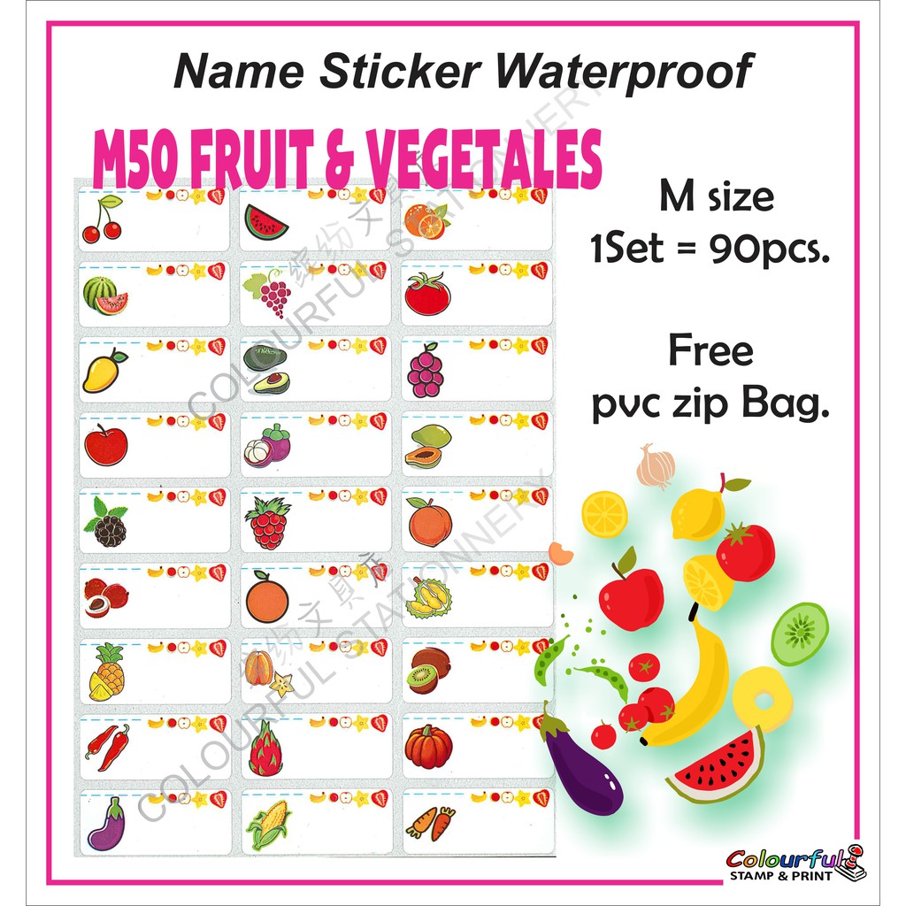 NAME STICKER FRUIT&VEGETABLES (กันน้ํา)