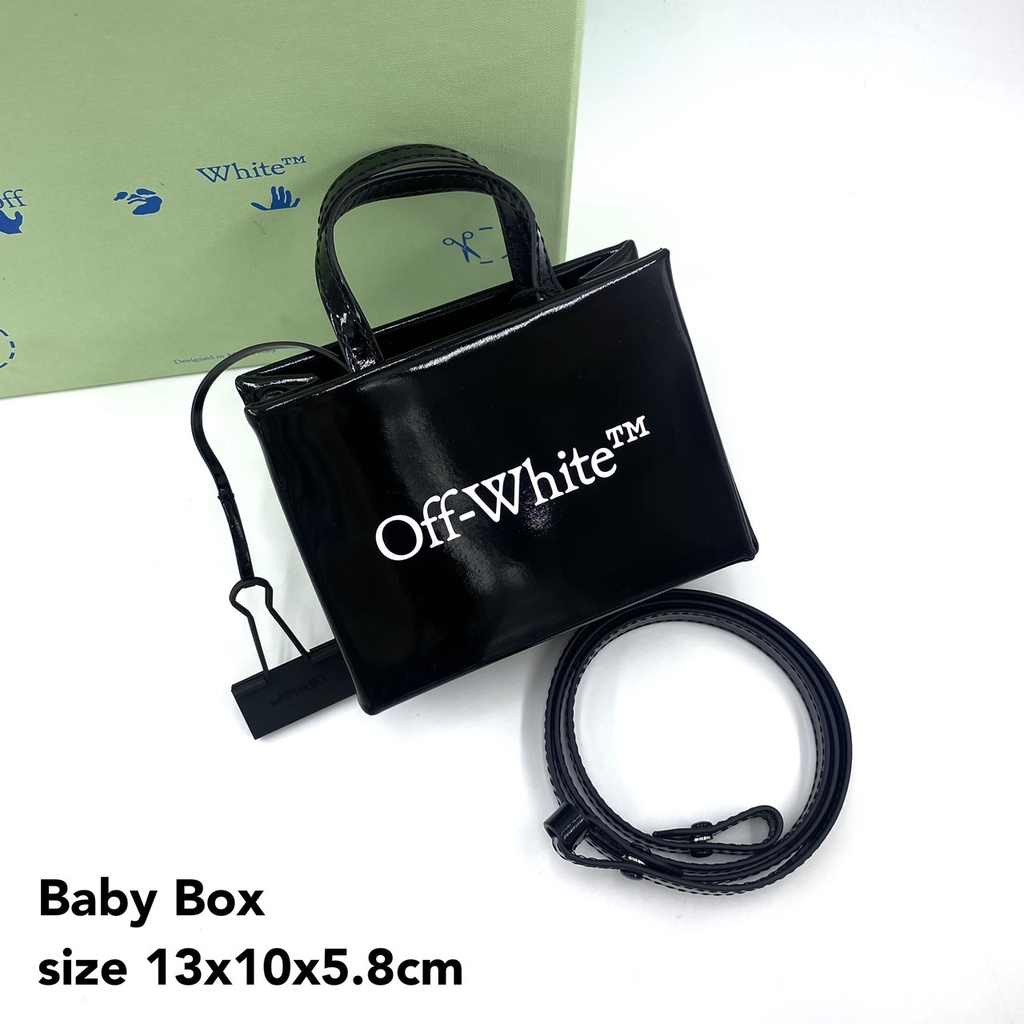 **มีตำหนิ เลื่อนดูก่อน Sale! Off-White baby box bag กระเป๋า ออฟไวท์ ของแท้ สีดำ สะพายข้าง มินิมอล ใบเล็ก ของขวัญ ผู้หญิง