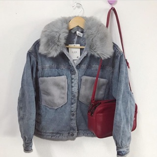 ❤️มือ1 Jacket Denim Jean Fur❤️Size S-M