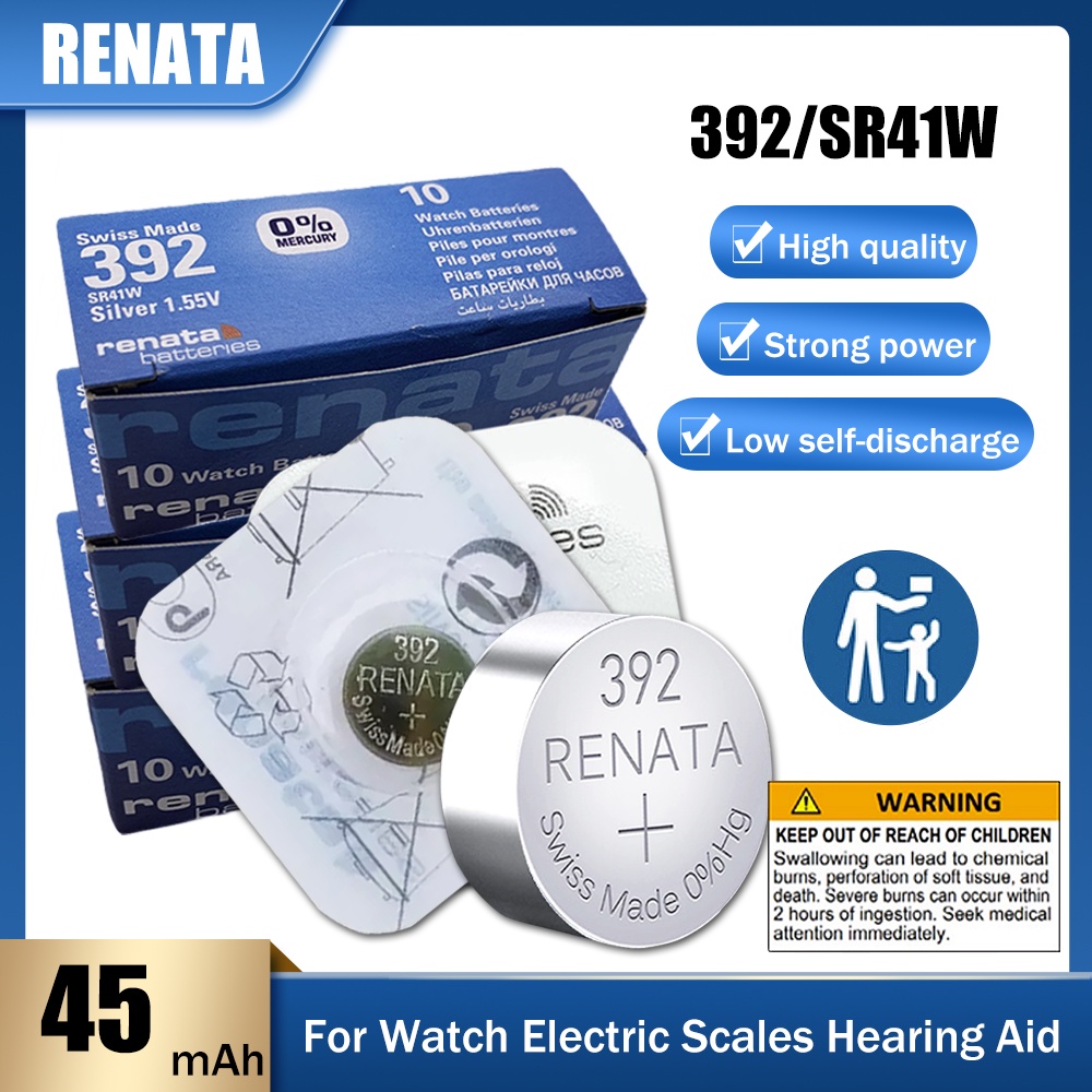 30PCS 1.55V Brand New Renata 392 SR41W AG3 LR41 SR41 L736 384 CX41 Silver Oxide Battery For Watch Sc