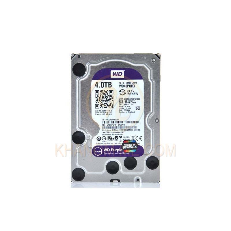4 TB HDD CCTV WD PURPLE (5400RPM, 64MB, SATA-3, WD40PURZ)