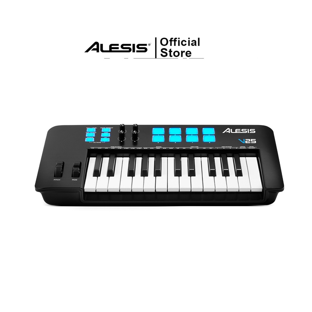 Alesis V25MKII 25-Key USB-MIDI Keyboard Controller มิดี้คีย์บอร์ดใบ้ คีย์บอร์ดไฟฟ้า 25 Key แบบ USB Midi Keyboard Control
