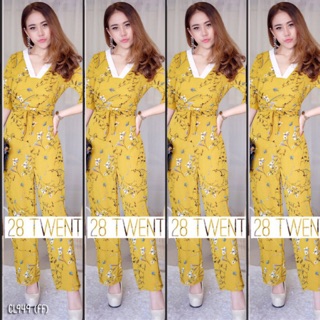 949 Jumpsuit จั้มสูทขายาวผ้าหนังกบพิมพ์ลาย