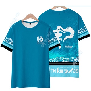 เสื้อยืดแขนสั้นลําลอง พิมพ์ลายคอสเพลย์ Hatsune Miku สําหรับผู้ใหญ่ และผู้ชาย และผู้หญิง