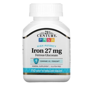 21st Century High-Potency Iron 27 mg 110 Easy to Swallow Tablets