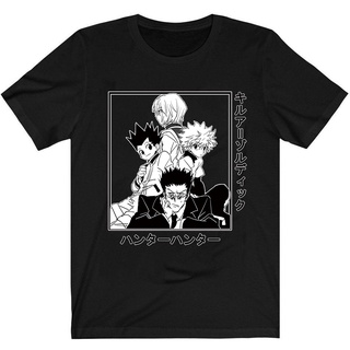 ROUND คอลูกเรือเสื้อยืด พิมพ์ลายอนิเมะ Hunter x Hunter Killua Gon สําหรับผู้ชาย-4XL