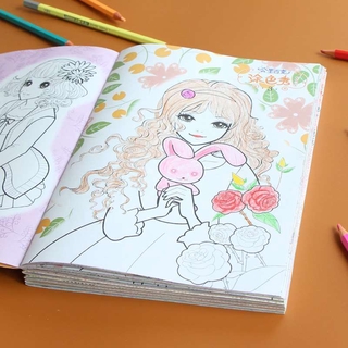 หนังสือระบายสีเจ้าหญิงน้อยร้อน หนังสือภาพวาดเด็กกราฟฟิตีระบายสีหนังสือภาพสาวสวยหนังสือภาพวาด3-5-6-8-ปี-เก่า