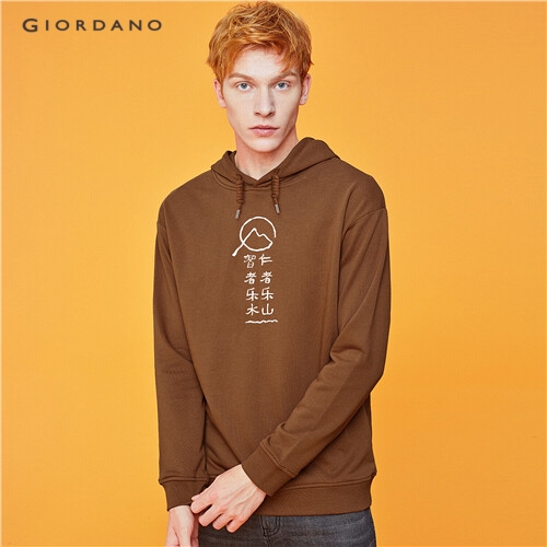 GIORDANO MEN Printed long-sleeve hoodie 91099658