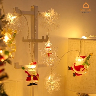 (Ninja-Christmas) โคมไฟแขวน รูปเกล็ดหิมะคริสต์มาส LED ใช้แบตเตอรี่ สายไฟทองแดง PVC 1 ชิ้น