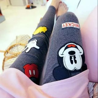 Leggings น่ารัก Mickey Mouse การ์ตูนผ้าฝ้ายไฟเบอร์กางเกงแฟชั่น kawaii หญิง Leggings